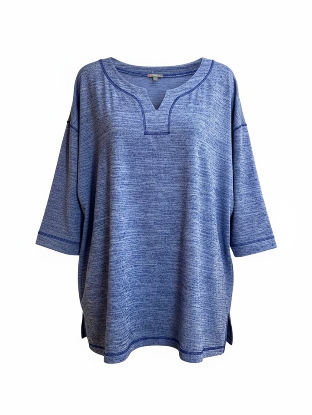 Talbots Relaxed Fit Women’s Knit Top Blue/Purple, ¾ Sleeves, V-Neck Size 3X